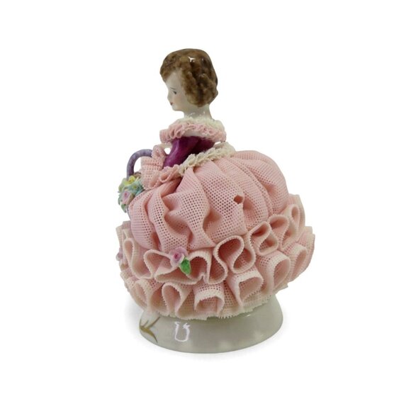 Mini Irish DRESDEN DOROTHEA Girl with Pink Dress Figurine Vintage 4.3" - Picture 6 of 12
